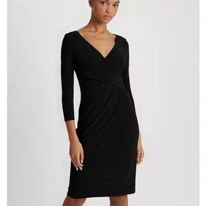 Lauren Ralph Lauren 3/4 sleeve black Ruched dress, sz 10
